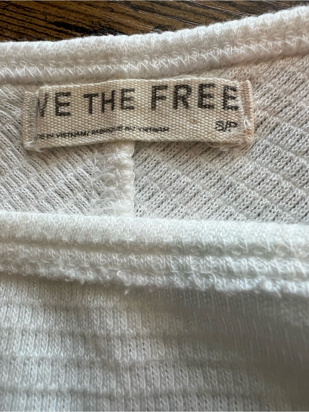 We The Free White Waffle Knit Long Sleeve Thermal Top Size S Boat Neck Cotton - Picture 3 of 8